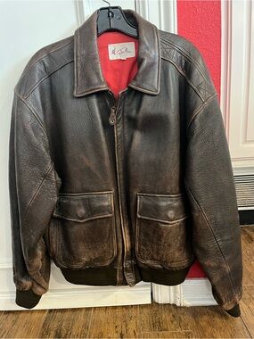M. JULIAN - Men’s Vintage 1980’s Brown Leather Bomber Jacket